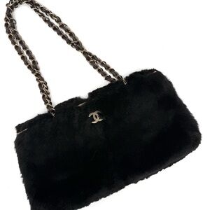 Chanel Black Orylag Fur Shoulder Bag